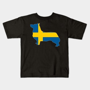 Swedish Vallhund Sweden Flag Filled Kids T-Shirt